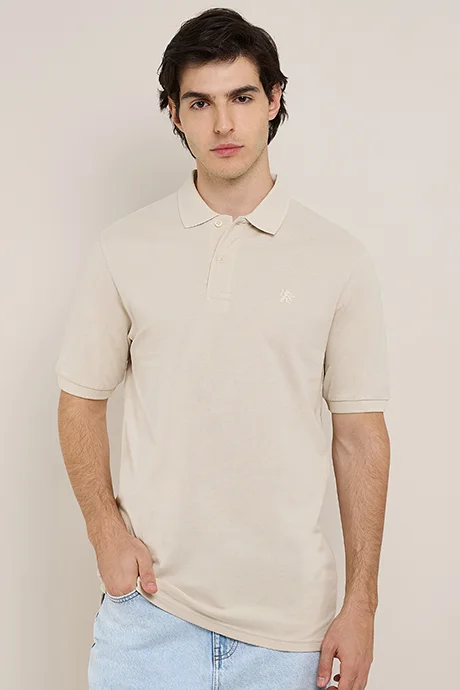 أر أند بي Solid Polo T-Shirt with Short Sleeves