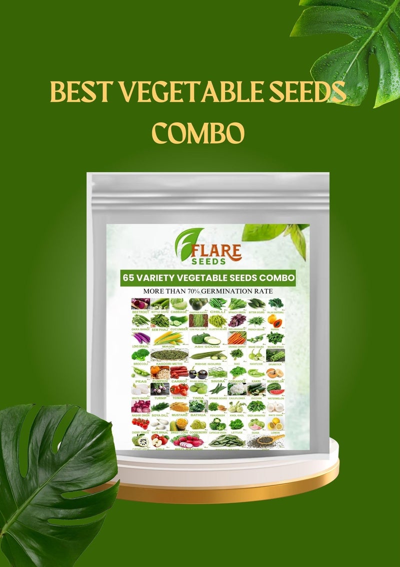 FLARE SEEDS No.1 Organic, Winter, Summer, Home Garden, Seeds Bank, Vegetable 65 Seeds Combo - Image 2