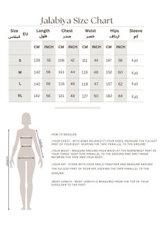 اكسا جلابية مطرزة نقوش ورق شجر IN1032 اسود  - Image 5