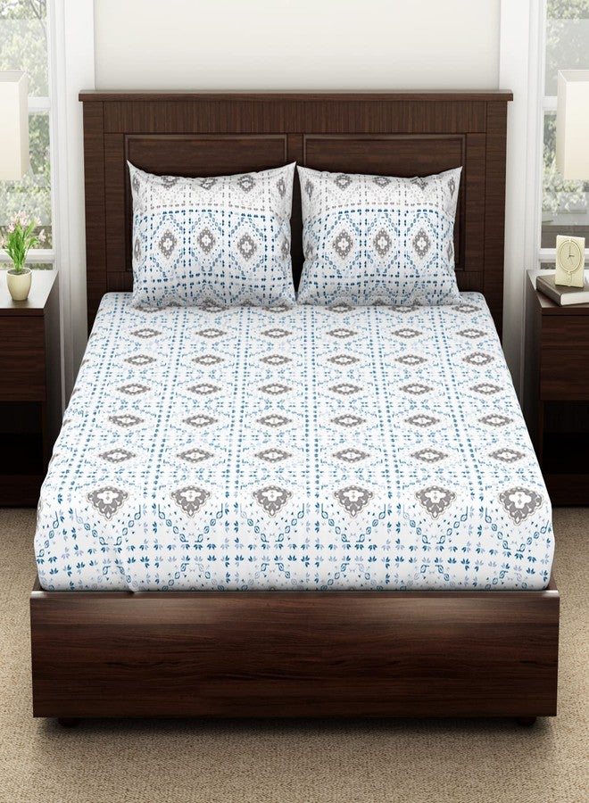 Spaces Viscose Cotton Double Bedsheet Soft Feel Moisture Absorbent Natural Fiber 138 Tc Dark Blue Bedsheet for Double Bed (228 X 254 Centimeter) - Image 1