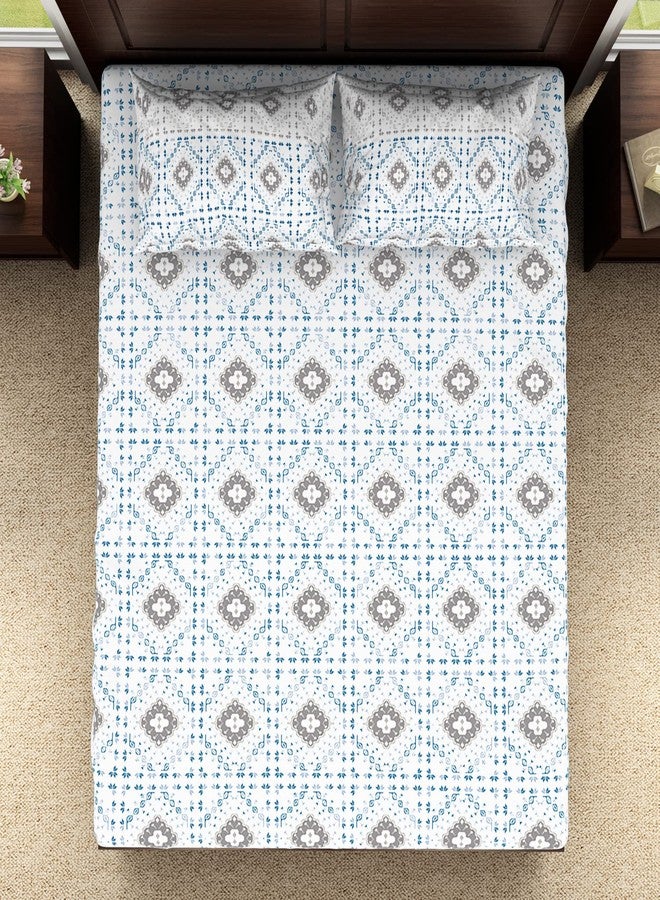 Spaces Viscose Cotton Double Bedsheet Soft Feel Moisture Absorbent Natural Fiber 138 Tc Dark Blue Bedsheet for Double Bed (228 X 254 Centimeter) - Image 3