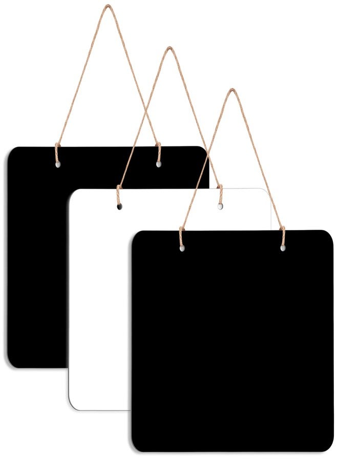THSLSFX 3Pcs Hanging Chalkboard Signs, 8x10 Inch Wooden Double Sided Hanging Erasable Message Board, Memo Message Sign with Hanging String for Wedding Kitchen Home Party Decoration - Image 1