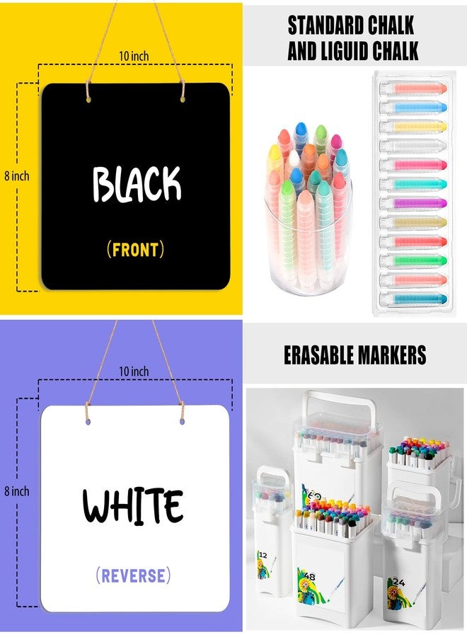 THSLSFX 3Pcs Hanging Chalkboard Signs, 8x10 Inch Wooden Double Sided Hanging Erasable Message Board, Memo Message Sign with Hanging String for Wedding Kitchen Home Party Decoration - Image 2