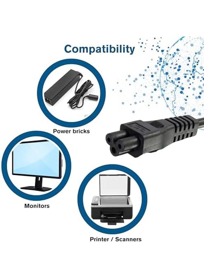 erorex 80603 3 Metre C5 Laptop Power Cable Iec60320C5 To Bs1363 9 Foot Cloverleaf Power Cord Black - Image 3