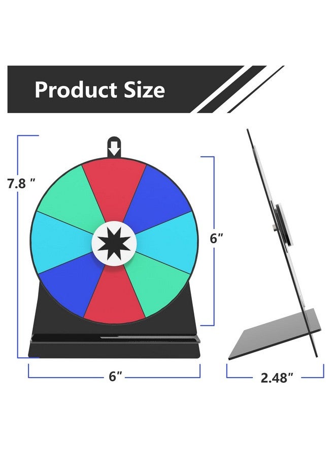 ZHOOGE 6 Inch Prize Wheel-Spinning Wheel For Prizes - 8 Slots Color Tabletop Roulette Spinner Of Fortune Spin The With Dry Erase Marker For Fortune Spinning Game Carnival & Tradeshow - Image 2