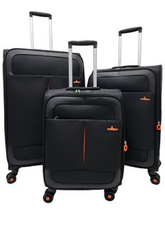 Track Soft Shell Trolley Luggage Set 3 Expandable Lightweight Suitcases With 4 Wheels  - Image 1