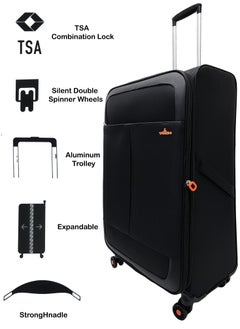 Track Soft Shell Trolley Luggage Set 3 Expandable Lightweight Suitcases With 4 Wheels  - Image 2