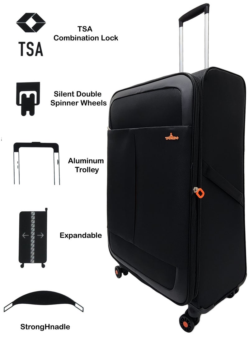 Track - Soft Shell Trolley Luggage Set 3 Expandable Lightweight Suitcases With 4 Wheels - Image 1