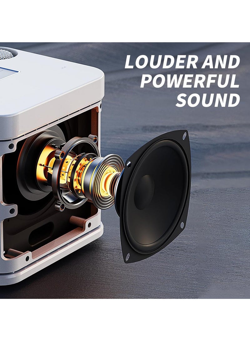 JAJEEK Karaoke Machine for Adults and Kids, Portable Bluetooth Karaoke Speaker with 2 Wireless Microphones, PA Speaker System for Indoor & Outdoor Parties, Family Gatherings, and Events (White) - Image 3