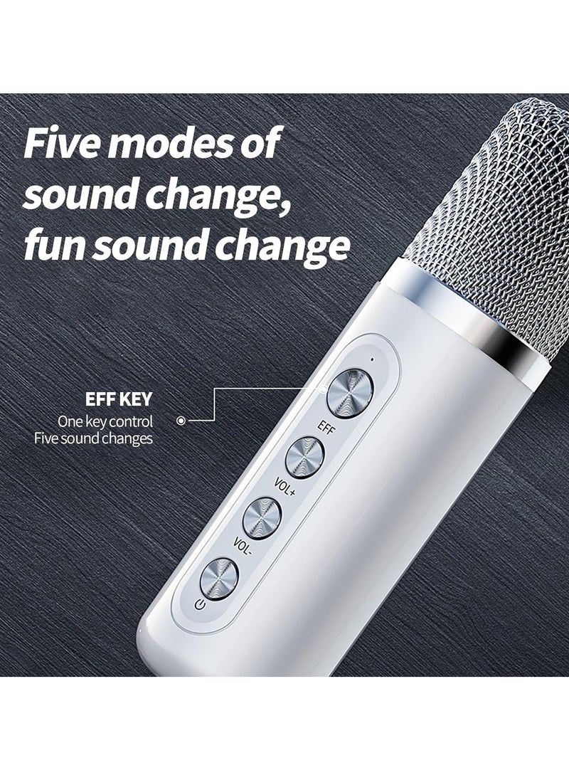 JAJEEK Karaoke Machine for Adults and Kids, Portable Bluetooth Karaoke Speaker with 2 Wireless Microphones, PA Speaker System for Indoor & Outdoor Parties, Family Gatherings, and Events (White) - Image 5