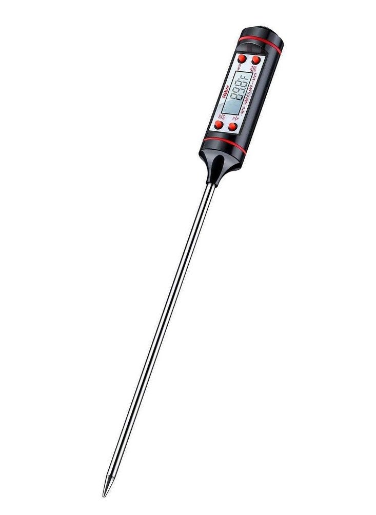 Home Cooking Thermometer With Instant Read, Lcd Screen, Hold Function For Kitchen Food Smoker Grill Bbq Candy Milk Water, Black  - Image 1