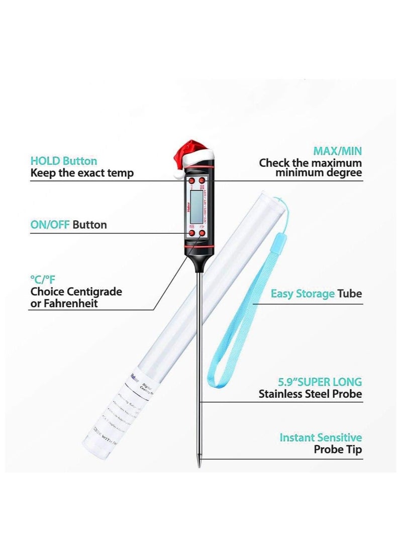 Home Cooking Thermometer With Instant Read, Lcd Screen, Hold Function For Kitchen Food Smoker Grill Bbq Candy Milk Water, Black  - Image 2