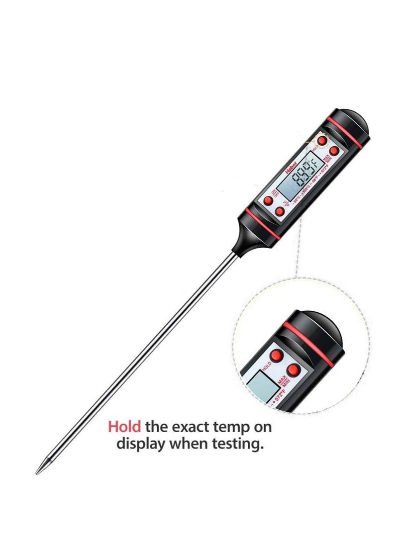 Home Cooking Thermometer With Instant Read, Lcd Screen, Hold Function For Kitchen Food Smoker Grill Bbq Candy Milk Water, Black  - Image 3