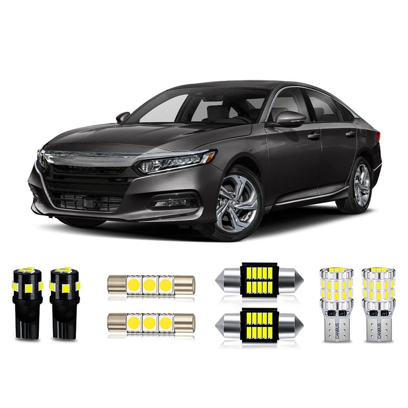 MEALAM White LED Bulbs Package Kit Compatible with 2013 2014 2015 2016 2017 2018 2019 2020 2021 Honda Accord Interior Map Dome Light License Plate Light and Install Tool 14 Piece