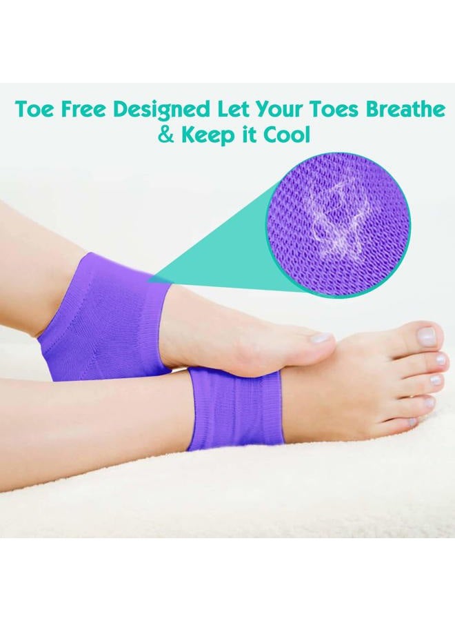 Selizo 6 Pairs Heel Moisturizing Socks Open Toe Socks ed Gel Heel Socks Foot Toeless Heel Repair Socks for Women Dry Hard ed Feet, 6 Colors - Image 5