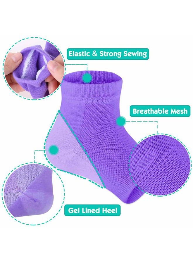 Selizo 6 Pairs Heel Moisturizing Socks Open Toe Socks ed Gel Heel Socks Foot Toeless Heel Repair Socks for Women Dry Hard ed Feet, 6 Colors - Image 3