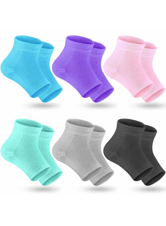 Selizo 6 Pairs Heel Moisturizing Socks Open Toe Socks ed Gel Heel Socks Foot Toeless Heel Repair Socks for Women Dry Hard ed Feet, 6 Colors - Image 1