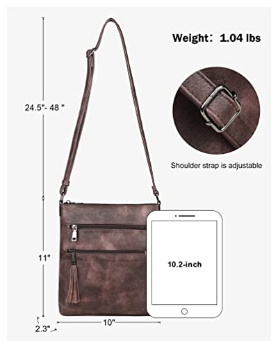 MASINTOR Crossbody Purses for Women, Multi Pocket Casual Crossbody Bag, Soft Leather Adjustable Strap Shoulder Bag with Tassel - Image 4