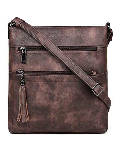 MASINTOR Crossbody Purses for Women, Multi Pocket Casual Crossbody Bag, Soft Leather Adjustable Strap Shoulder Bag with Tassel - Image 1