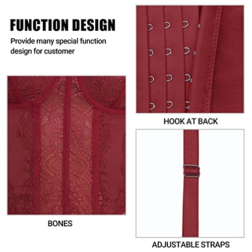 Raxnode Lace Bustier Corset Tops for Women - Sexy Going Out Party Club Top with Buckle - Image 4