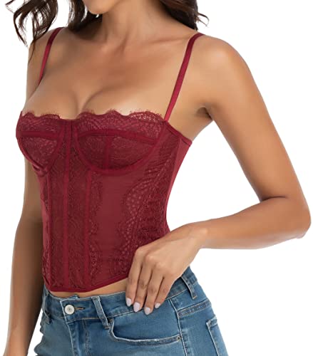 Raxnode Lace Bustier Corset Tops for Women - Sexy Going Out Party Club Top with Buckle - Image 3