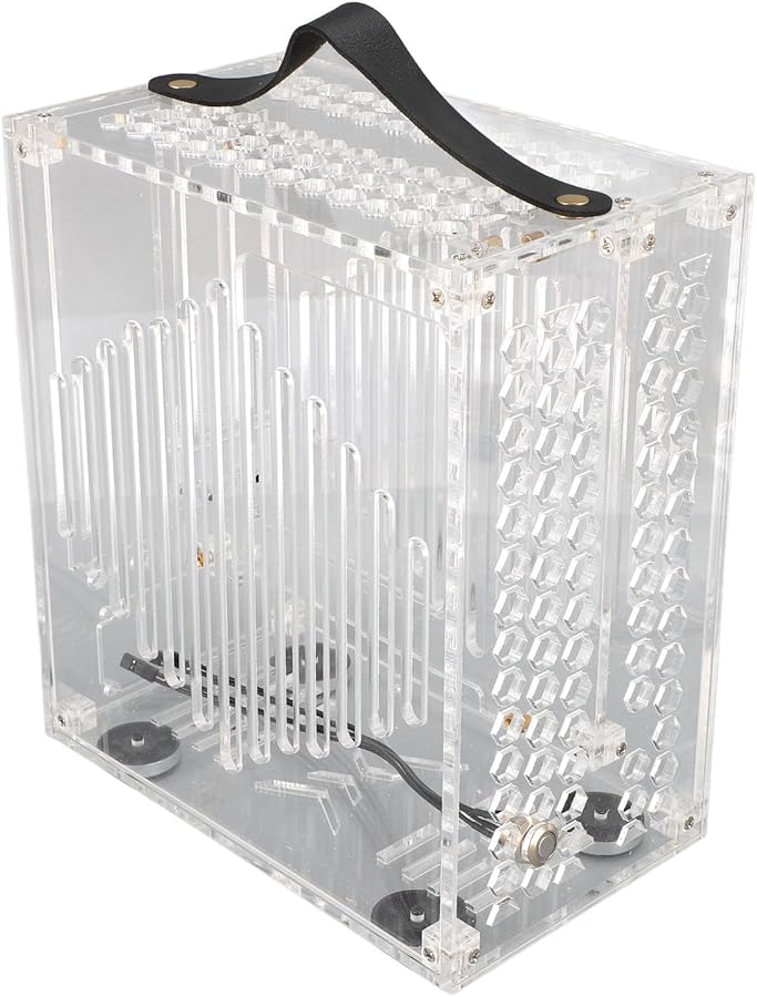 حالة كمبيوتر صغيرة شفافة من نوع Mini ITX بمقبض وتصميم مفتوح 360 درجة للتهوية مع زجاج كامل الجانب - Image 3