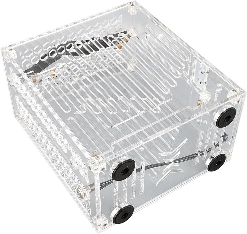 حالة كمبيوتر صغيرة شفافة من نوع Mini ITX بمقبض وتصميم مفتوح 360 درجة للتهوية مع زجاج كامل الجانب - Image 4