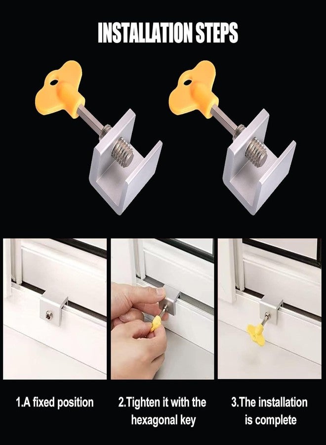 DKWIN Sliding Window Key Locks, Security Window Lock Aluminum with Key, Window Stoppers for Slide Door, Adjustable Security Locks, for Kids Room Hung Security Lock Stoppers. (2PC Window Lock) - Image 4