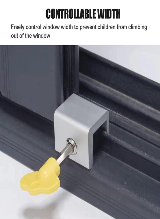 DKWIN Sliding Window Key Locks, Security Window Lock Aluminum with Key, Window Stoppers for Slide Door, Adjustable Security Locks, for Kids Room Hung Security Lock Stoppers. (2PC Window Lock) - Image 5