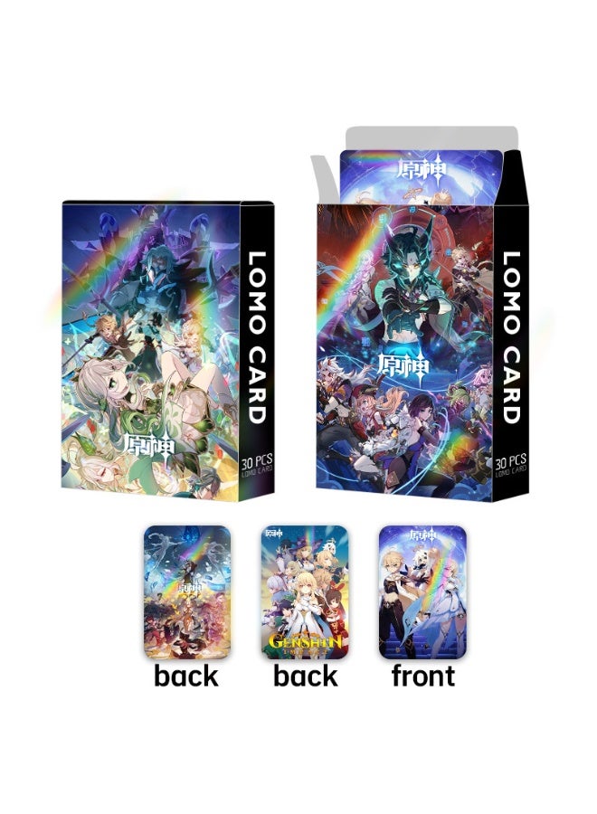 NIBEMINENT 30 قطعة بطاقات لومو مزدوجة الجوانب كرتونية من جينشين إمباكت لهواة الجمع والهدايا - Image 1