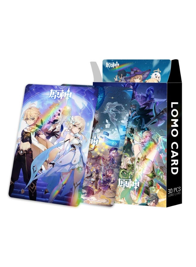 NIBEMINENT 30 قطعة بطاقات لومو مزدوجة الجوانب كرتونية من جينشين إمباكت لهواة الجمع والهدايا - Image 3