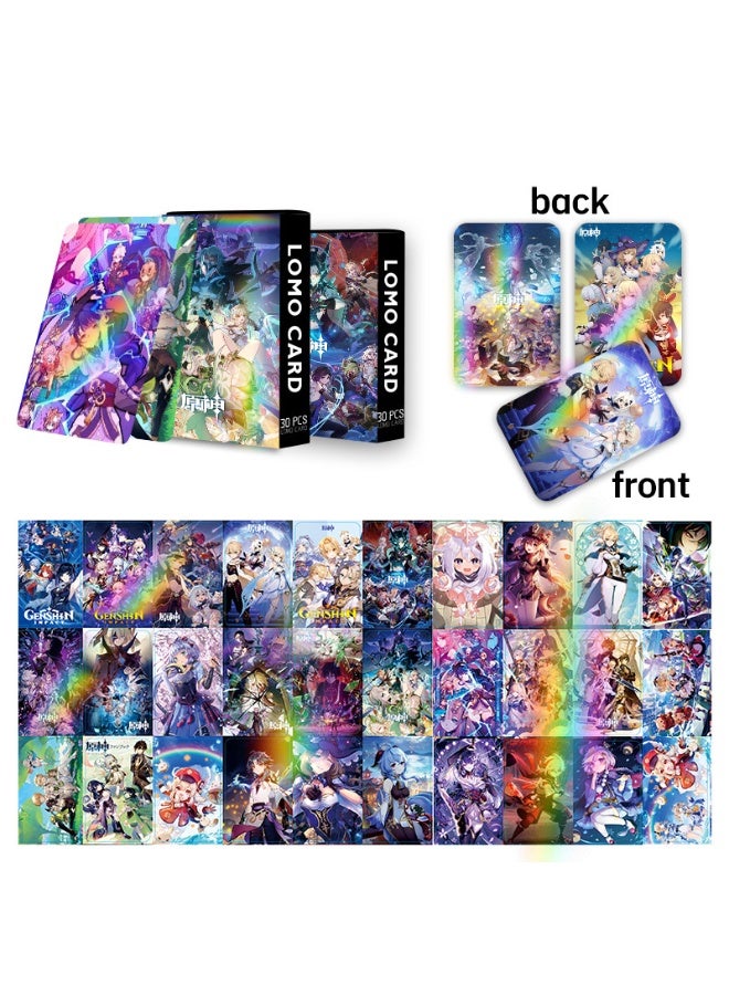 NIBEMINENT 30 قطعة بطاقات لومو مزدوجة الجوانب كرتونية من جينشين إمباكت لهواة الجمع والهدايا - Image 2