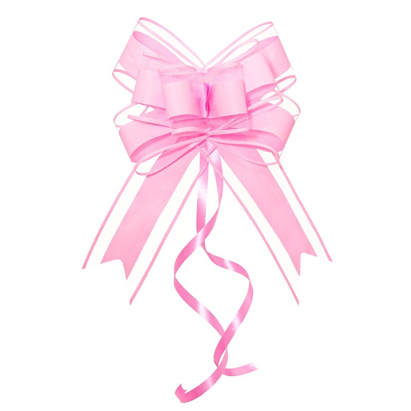 WEWILUCK Pink Pull Bows for Presents - 15PCS 6 Inch Gift Bows for Gift Baskets, Flower Paper Wrapping, Ideal for Women, Party, Valentines Day, and More - Image 1