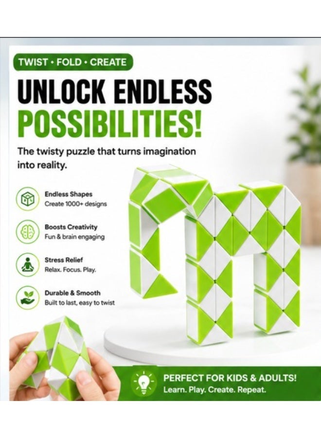 YJ Giraffe 48-Section Magic Ruler Green – Large Transforming Snake Puzzle with Advanced Shape Building and Creative Play - Image 3
