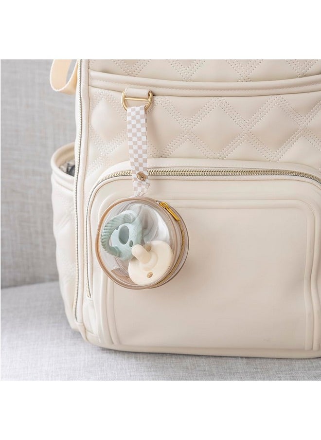 Itzy Ritzy Itzy Ritzy Clear Pacifier Case with Handle - Pacifier Pod Easily Attaches to Diaper Bag or Purse; Holds 2 Pacifiers; Taupe  - Image 2