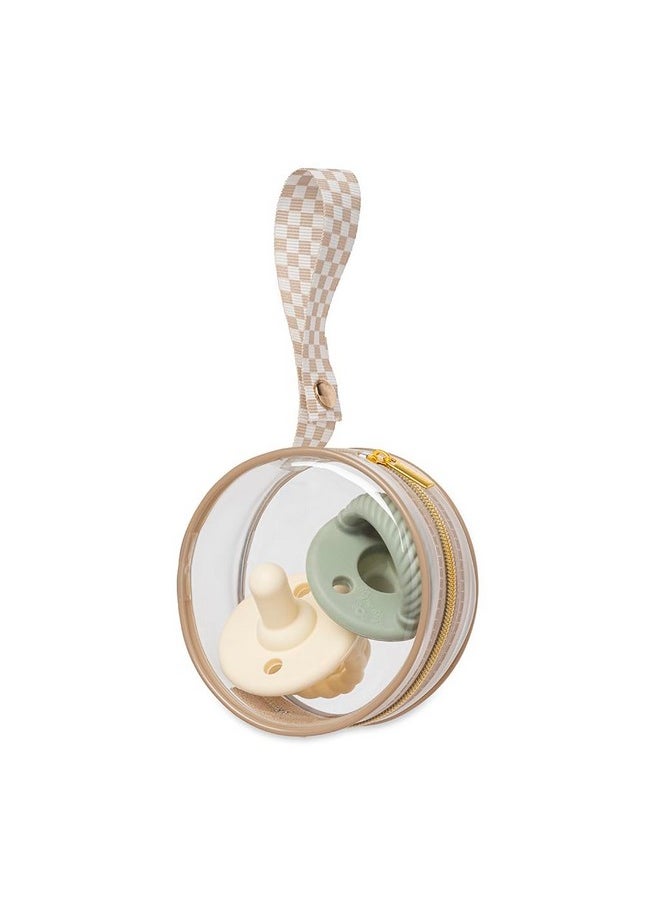 Itzy Ritzy Itzy Ritzy Clear Pacifier Case with Handle - Pacifier Pod Easily Attaches to Diaper Bag or Purse; Holds 2 Pacifiers; Taupe  - Image 1