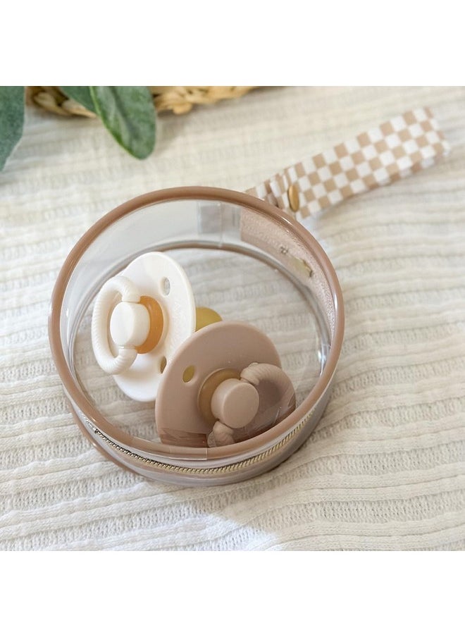 Itzy Ritzy Itzy Ritzy Clear Pacifier Case with Handle - Pacifier Pod Easily Attaches to Diaper Bag or Purse; Holds 2 Pacifiers; Taupe  - Image 4