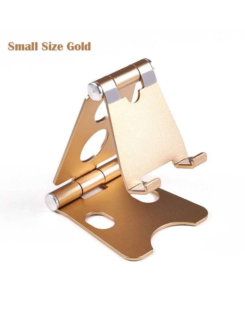 DIGI CORE Portable Aluminum Alloy Cell Phone Holder Foldable Metal Desktop Mobile Phone Tablet Stand Gold