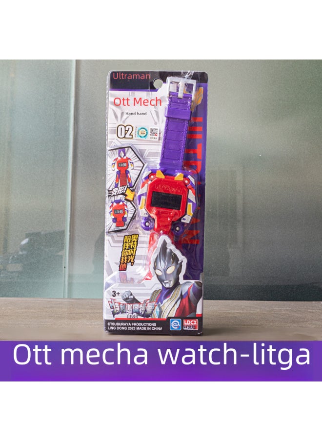 Generic - Children's Watch Ultraman Toy Boy Baby Electronic Deformation Dekai Selodiga Kindergarten 3 Years Old 6 Women-Color:Snap Ring-Zeta Ultraman - Image 1
