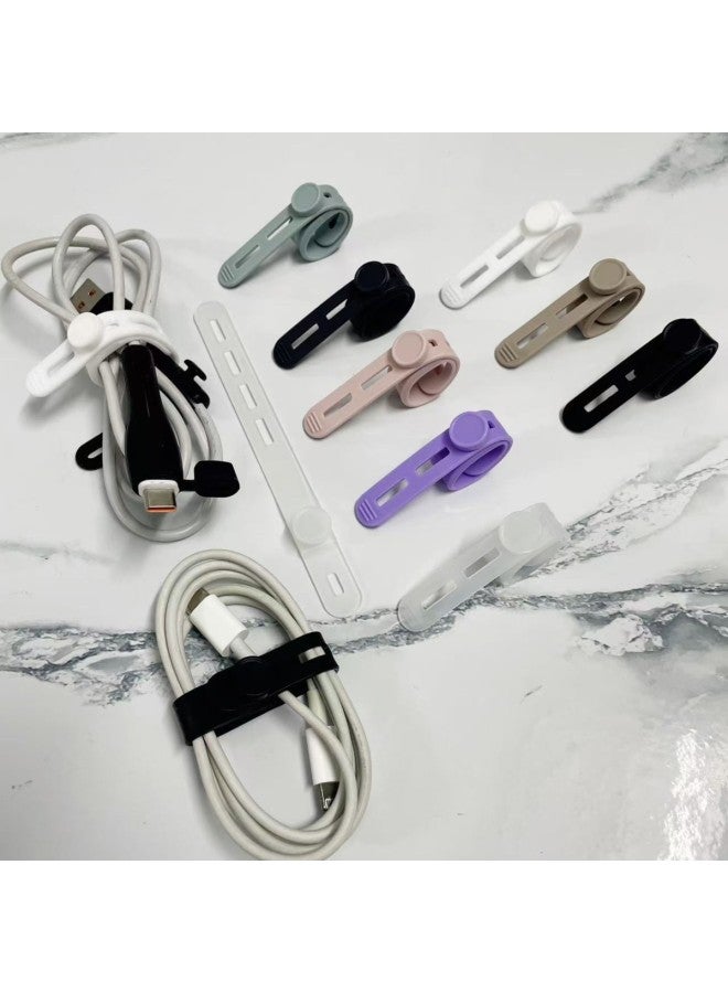 Loquat Non-slip Data Cable Strap Wire Harness Multi-functional Finishing Line Organizer Storage Lanyard Silicone Cable Tie-Color:Light Blue - Image 4