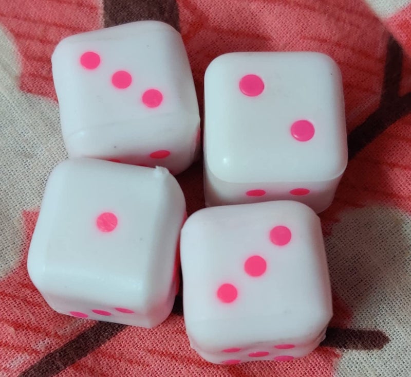 PMK E Store Six Sided 16mm Very Big Size Multi Color Dice or Die for Playing Board Games and Poker Chip Set Games||Playing dice Big Size|| Pack of (White 4 Piece 16mm) - Image 2