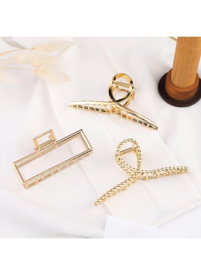 3Pcs Large Claw Clips for Thick Heavy Hair, Strong Hold Big Non-Slip Metal Hair Catch Barrette Jaw Clamp for Long Hair, Fashion Styling Accessories for Women Girls - Image 2
