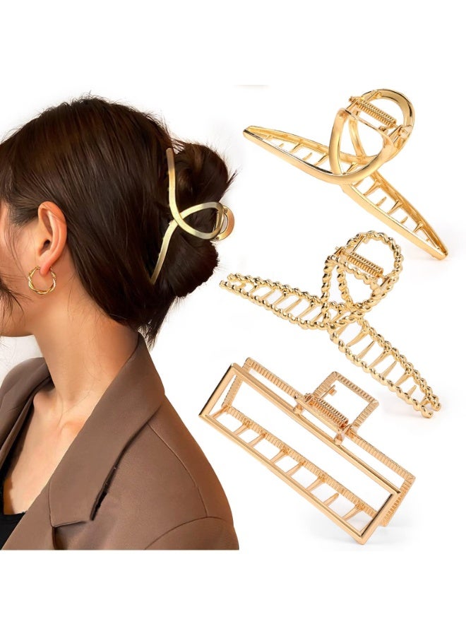 3Pcs Large Claw Clips for Thick Heavy Hair, Strong Hold Big Non-Slip Metal Hair Catch Barrette Jaw Clamp for Long Hair, Fashion Styling Accessories for Women Girls - Image 3