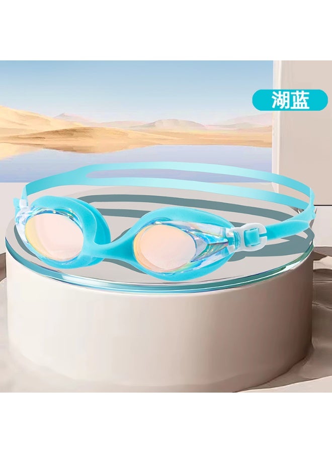 Dolphin 5016 Anti-Fog & UV Swimming Goggles for Adults Mirrored Lenses Silicone Straps With Box & Earplugs, Cyan - Image 2
