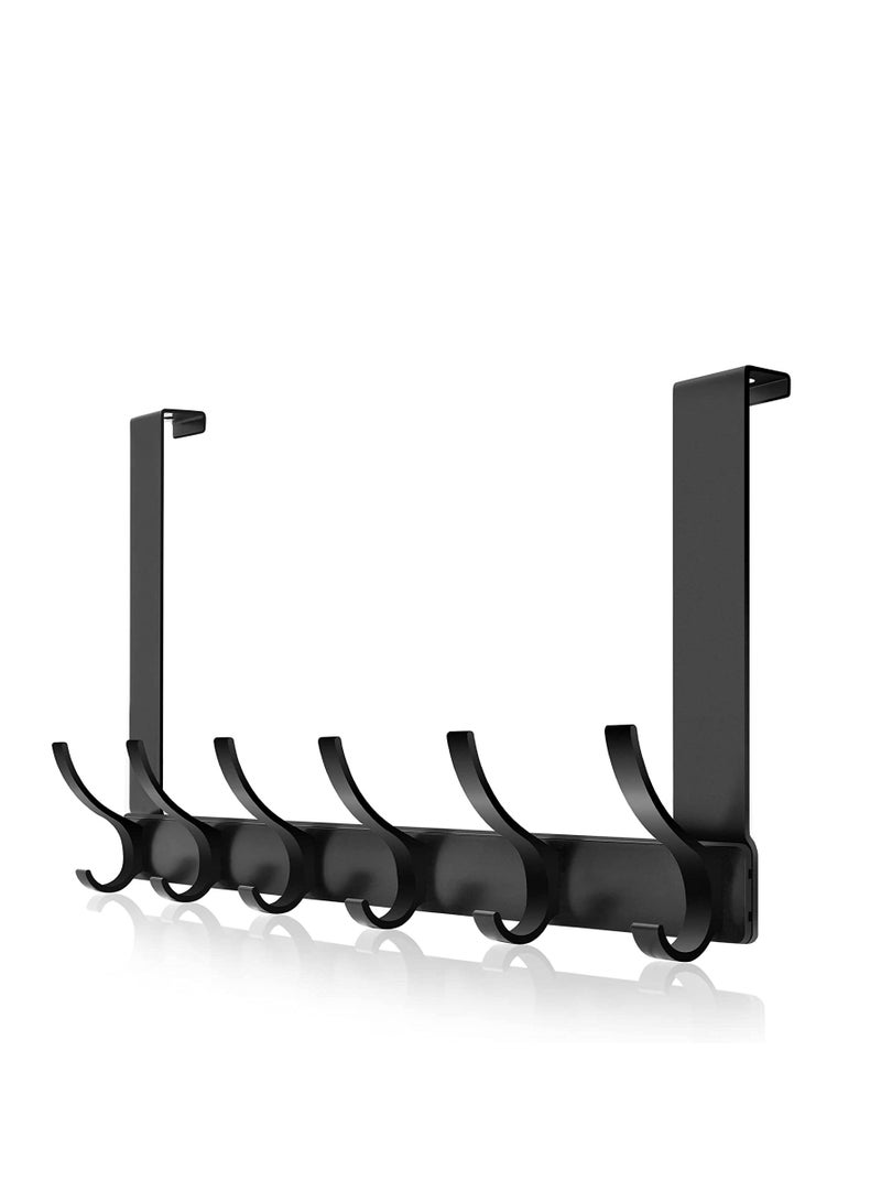 KASTWAVE Over Door Hanger, 18.5CM Over Door Coat Hooks for Hanging Clothes, Hats, Coats, Towels, Robes - Door Hanger with 12 Hooks, 20KG Heavy-Duty, Aluminum - Image 1
