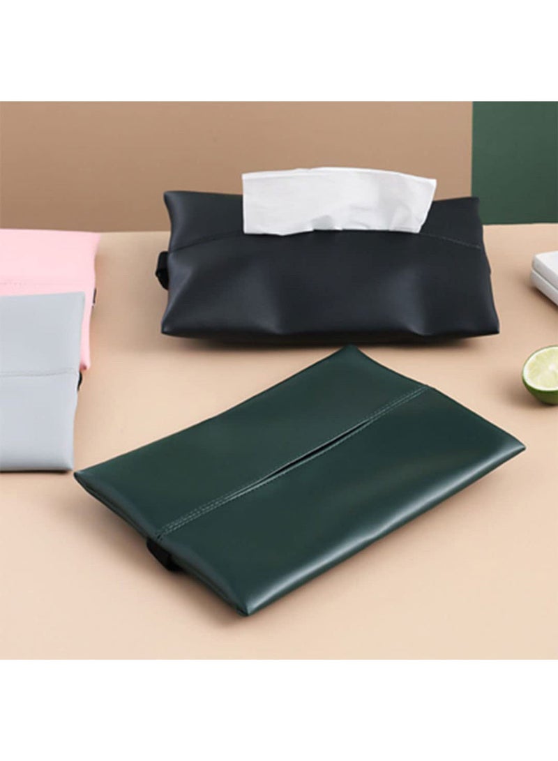 حقيبة مناديل من جلد البولي يوريثان معلقة أنيقة مع كيس مناديل بسحاب صندوق مناديل حاوية للمنزل والمكتب والمكتب والمطعم - Image 5