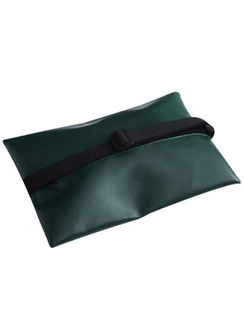 حقيبة مناديل من جلد البولي يوريثان معلقة أنيقة مع كيس مناديل بسحاب صندوق مناديل حاوية للمنزل والمكتب والمكتب والمطعم - Image 1