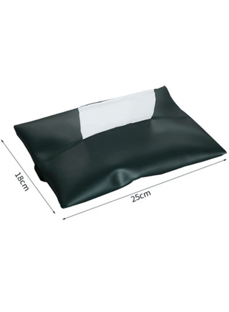 حقيبة مناديل من جلد البولي يوريثان معلقة أنيقة مع كيس مناديل بسحاب صندوق مناديل حاوية للمنزل والمكتب والمكتب والمطعم - Image 2