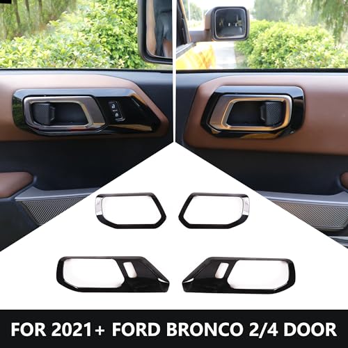 RERPRO غطاء واقي للخدوش لمقبض الباب الداخلي RERPRO متوافق مع 2021 2022 2023 2024 2025 فورد برونكو ملحقات داخلية ملصق زخرفي لمقبض مفتاح الباب 4 عبوات باللون الأسود - Image 2