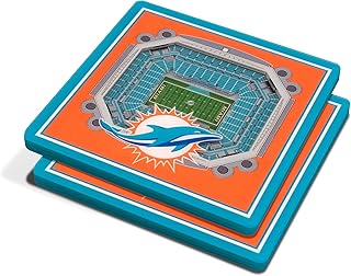 YouTheFan YouTheFan NFL 3D Team StadiumViews 4x4 Coasters - Set of 2, Miami Dolphins, 4" x 4", Team Color  - Image 1